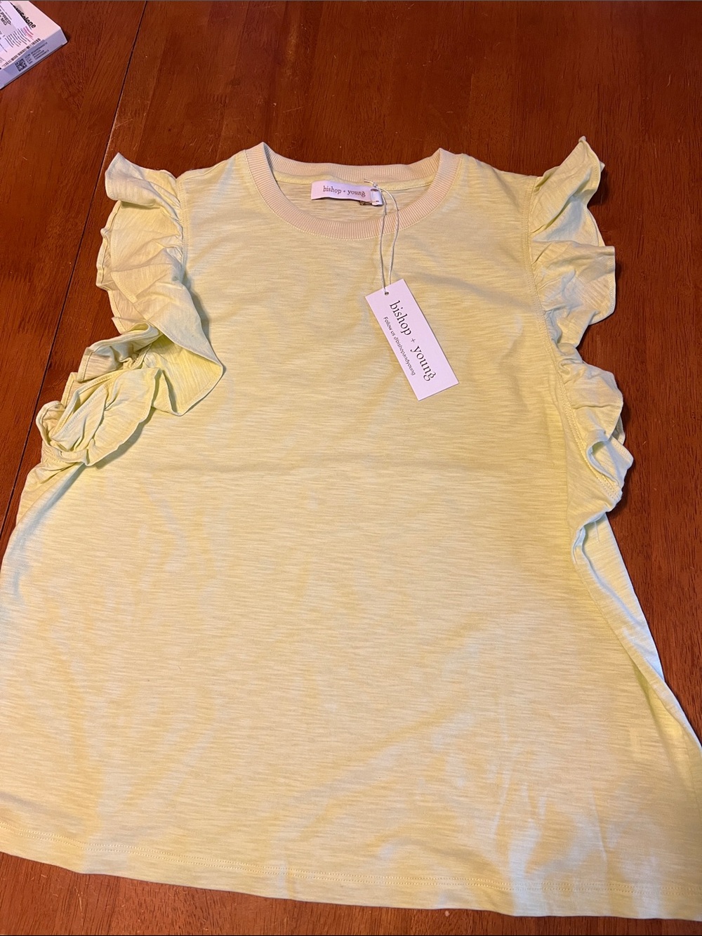 bishop + young Bright Yellow Ruffle Sleeve Tee